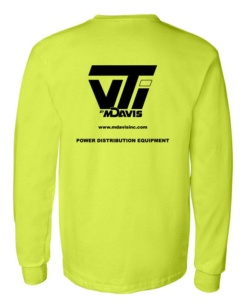 Safety Green Gildan Long Sleeve Pocket T-Shirt - VTI