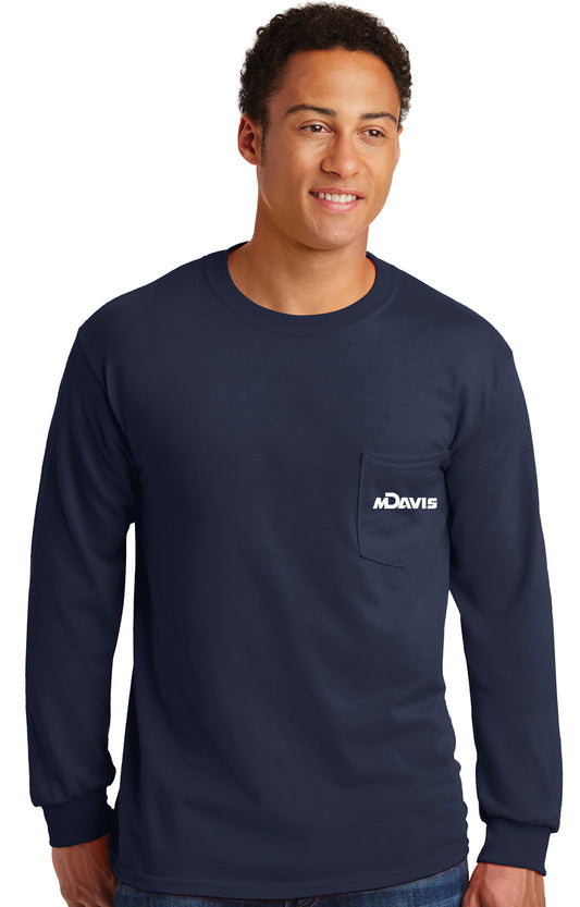 Navy Long Sleeve Pocket T-Shirt