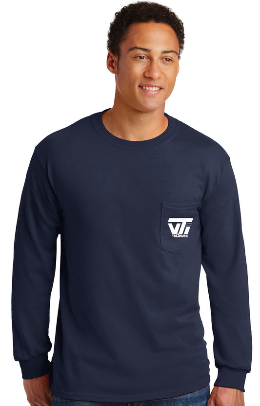 Navy Long Sleeve Pocket T-Shirt - VTI