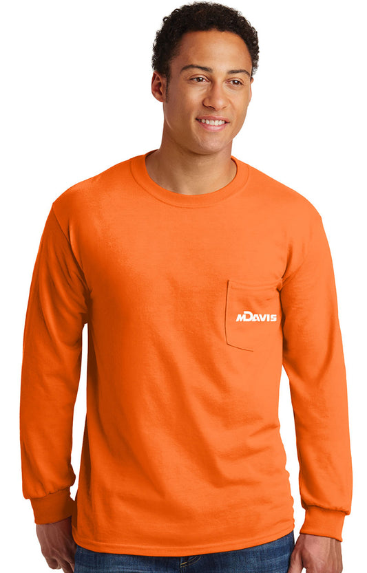 Safety Orange Long Sleeve Pocket T-Shirt